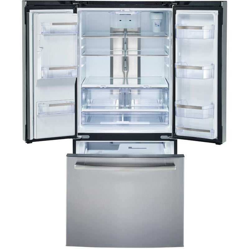 GE Profile 33-inch, 23.6 cu. ft. French 3-Door Refrigerator with Water and Ice Dispensing System PFE24HYRKFS IMAGE 2