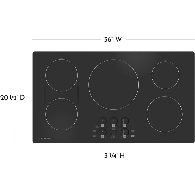 Monogram 36-inch Built-in Induction Cooktop with Wi-Fi Connect ZHU36RDTBB IMAGE 6